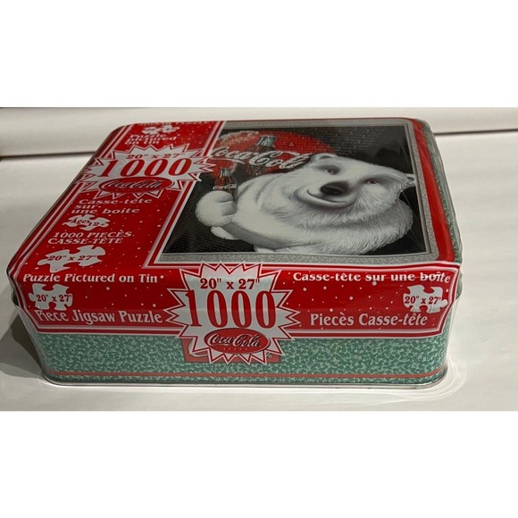 RARE 1999 Coca Cola “Look” Bear  -1000 Piece Puzzle 20x27 --BRAND NEW sealed tin - Picture 2 of 6